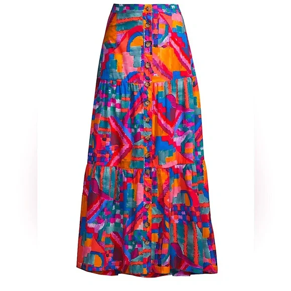 NWT Johnny Was Summer Daydream Poplin Tiered Maxi Skirt - Picture 2 of 9